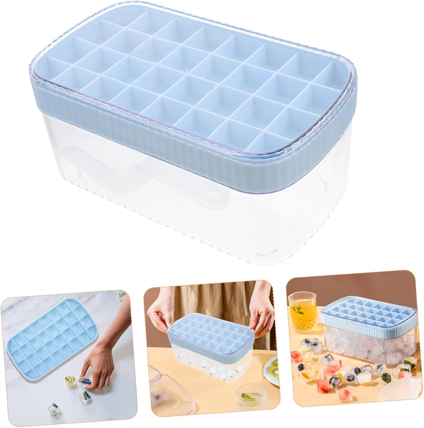 Zerodeko 4pcs Cube DIY Tool Bar Ice Cube Maker Set Foldable Double Layer Ice Trays