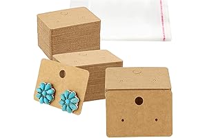 Earring Display Set: 100 Kraft Earring Cards with 100 Self-Seal Bags