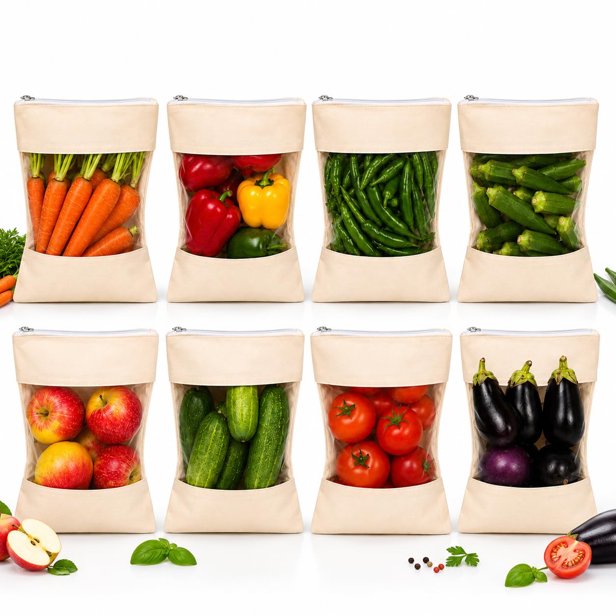 Organic Cotton Produce Bags - Reusable & Washable -17