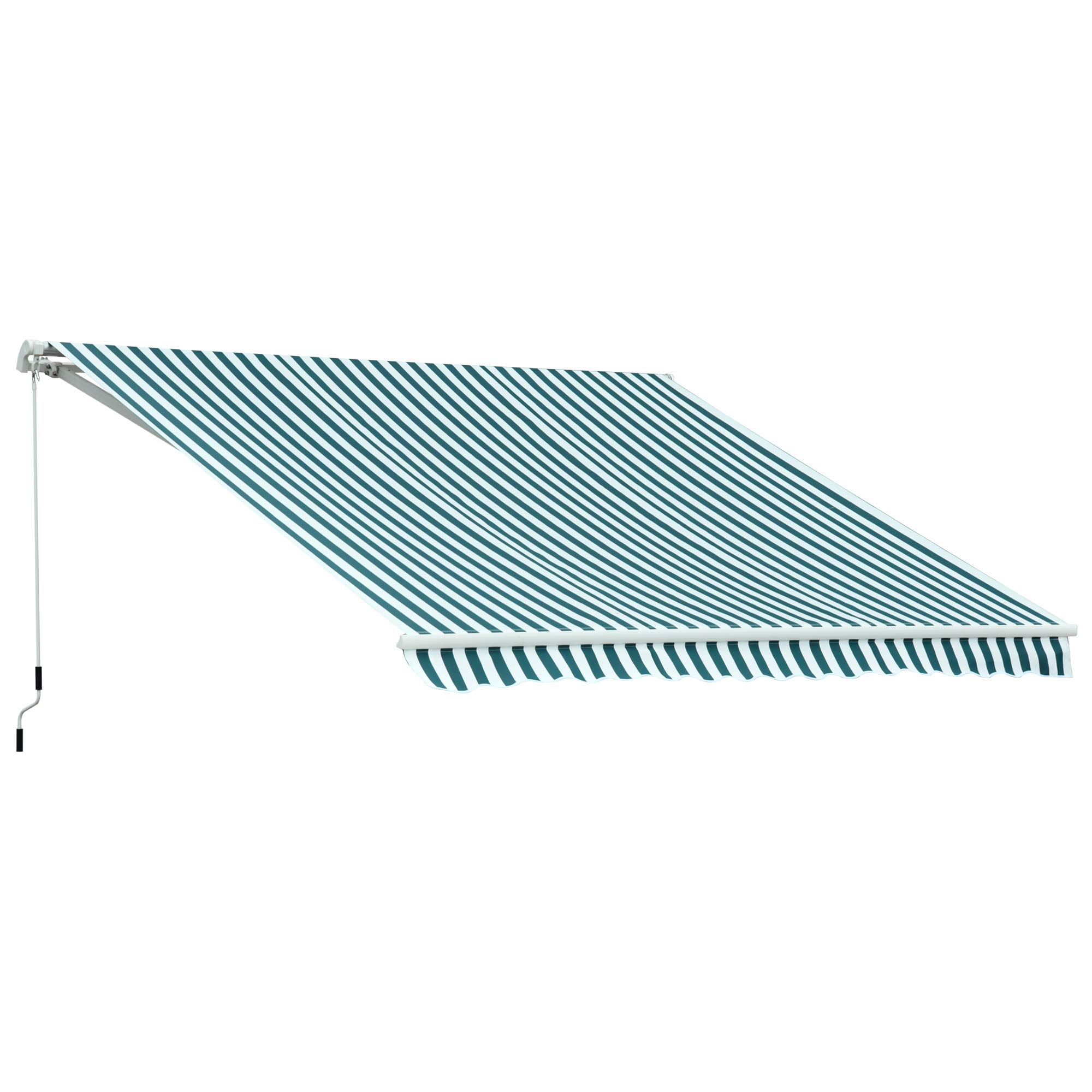 Outsunny Toldo Manual Plegable de Aluminio 295x250cm Toldo Manual Retráctil Ángulo Ajustable con Manivela para Exterior Balcón Jardín Terraza Verde