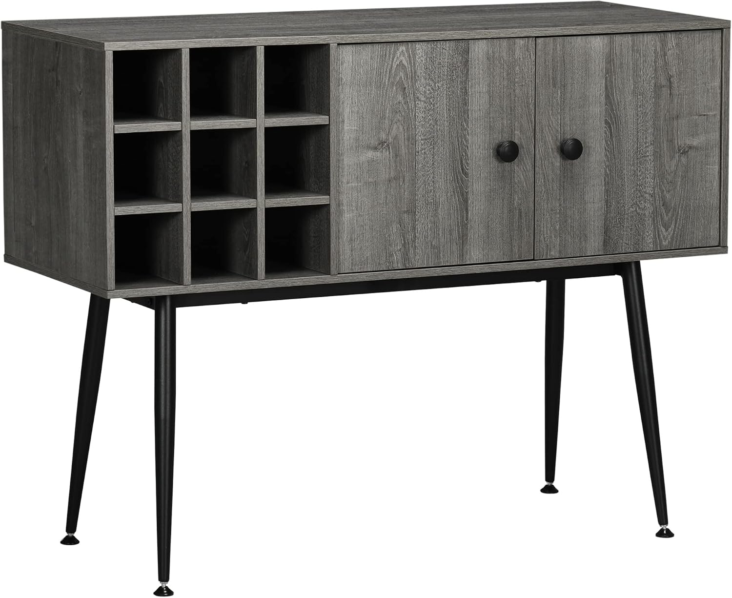 HOMCOM Coffee Bar Cabinet 9-Bottle Wine Rack and Adjustable Shelf, Sideboard Buffet Cabinet Wine Cabinet for Living Room