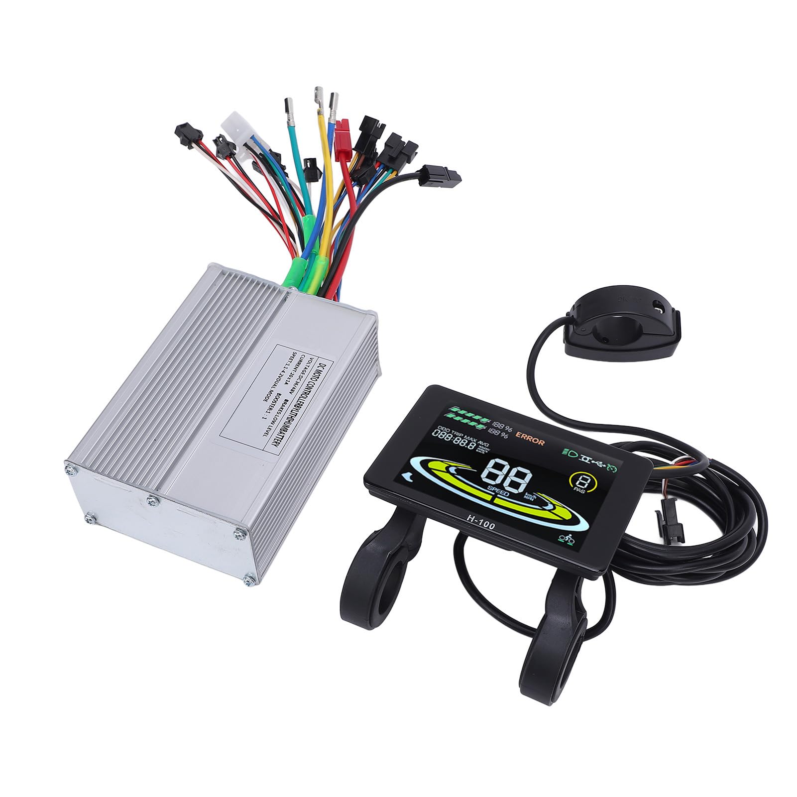BuyWeek Kit de Contrôleur de Moteur Sans Balais, 36V 48V 350W 500W 20A 3 Modes Contrôleur d'Onde Sinusoidale avec Écran d'Affichage LCD Couleur H100 pour Vélo Électrique Trottinette Électrique