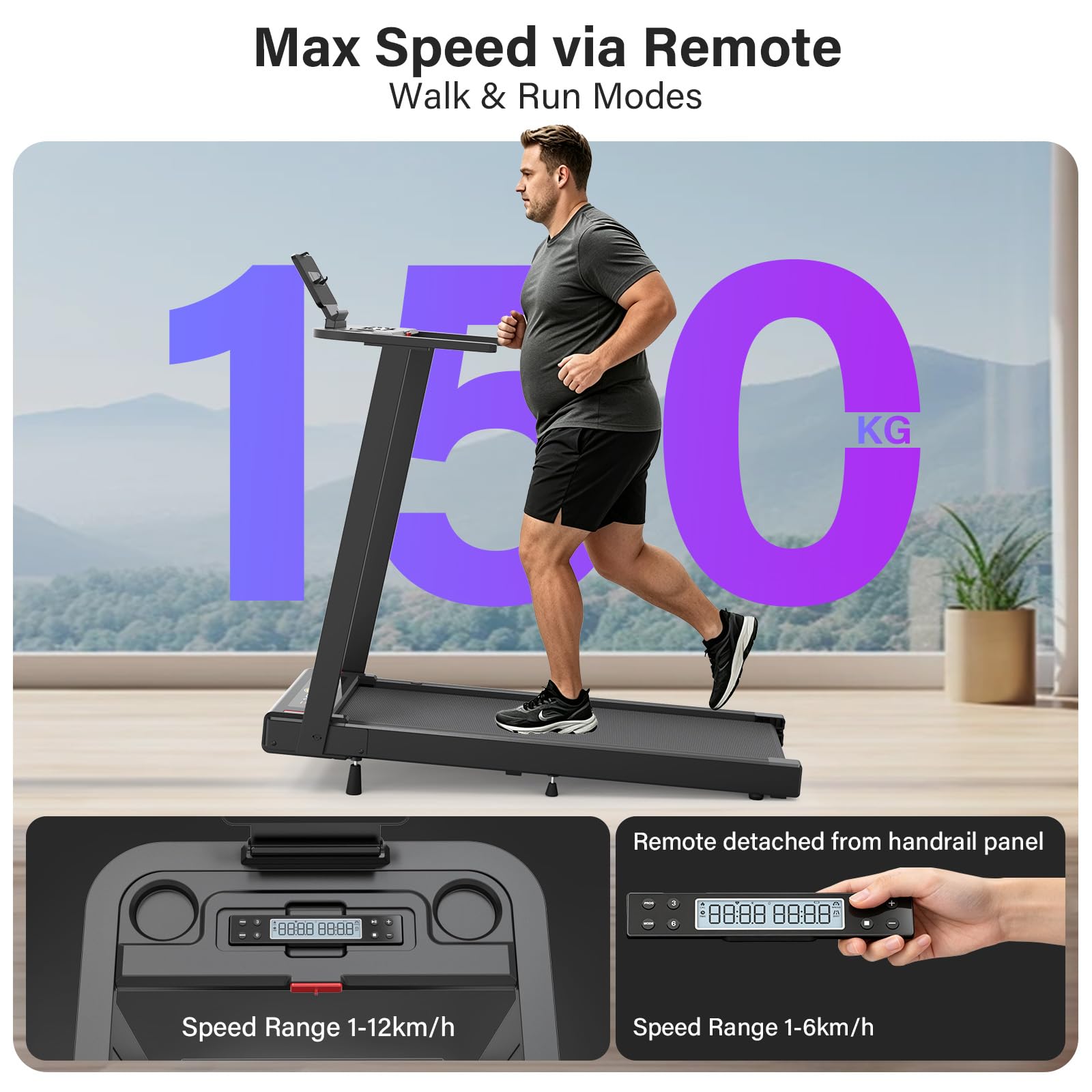 TODO 12km/h Tapis Roulant Walking Pad, 8% manuale Pendenza, 12 programmi
