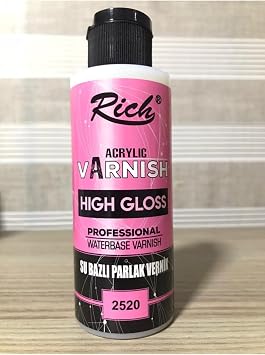 Rich Akrilik Su Bazl  Parlak Vernik, 120cc, Y ksek Parlakl k