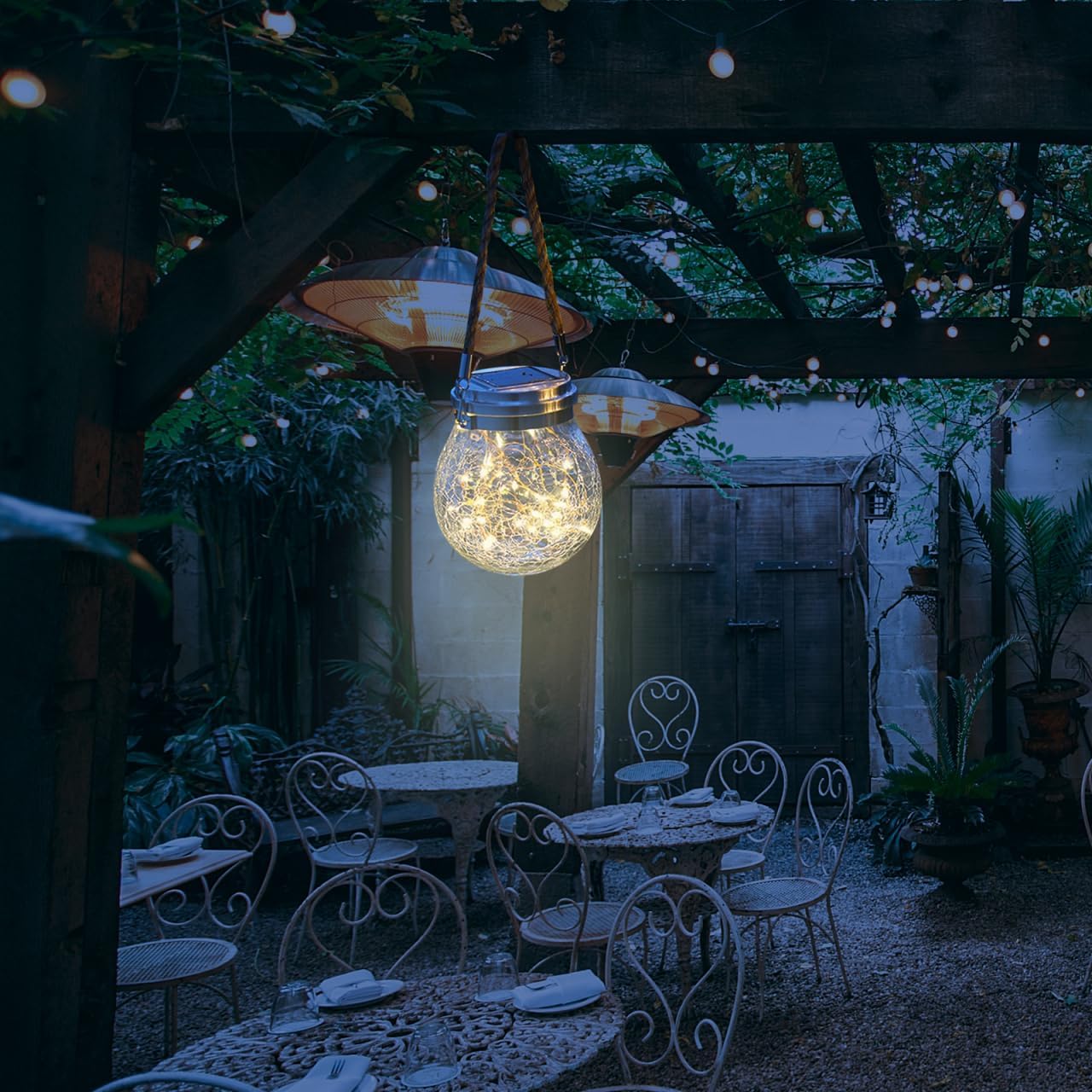 Mipcase 4pcs Solar Decorative Jar Lid Light Hanging Solar Lamp Warm Led Outdoor Garden Lighting image 2