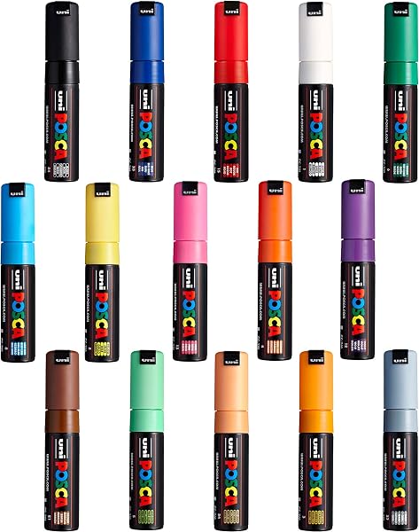 Uni Posca PC-7M markery malarskie z szeroką końcówką, 15 sztuk