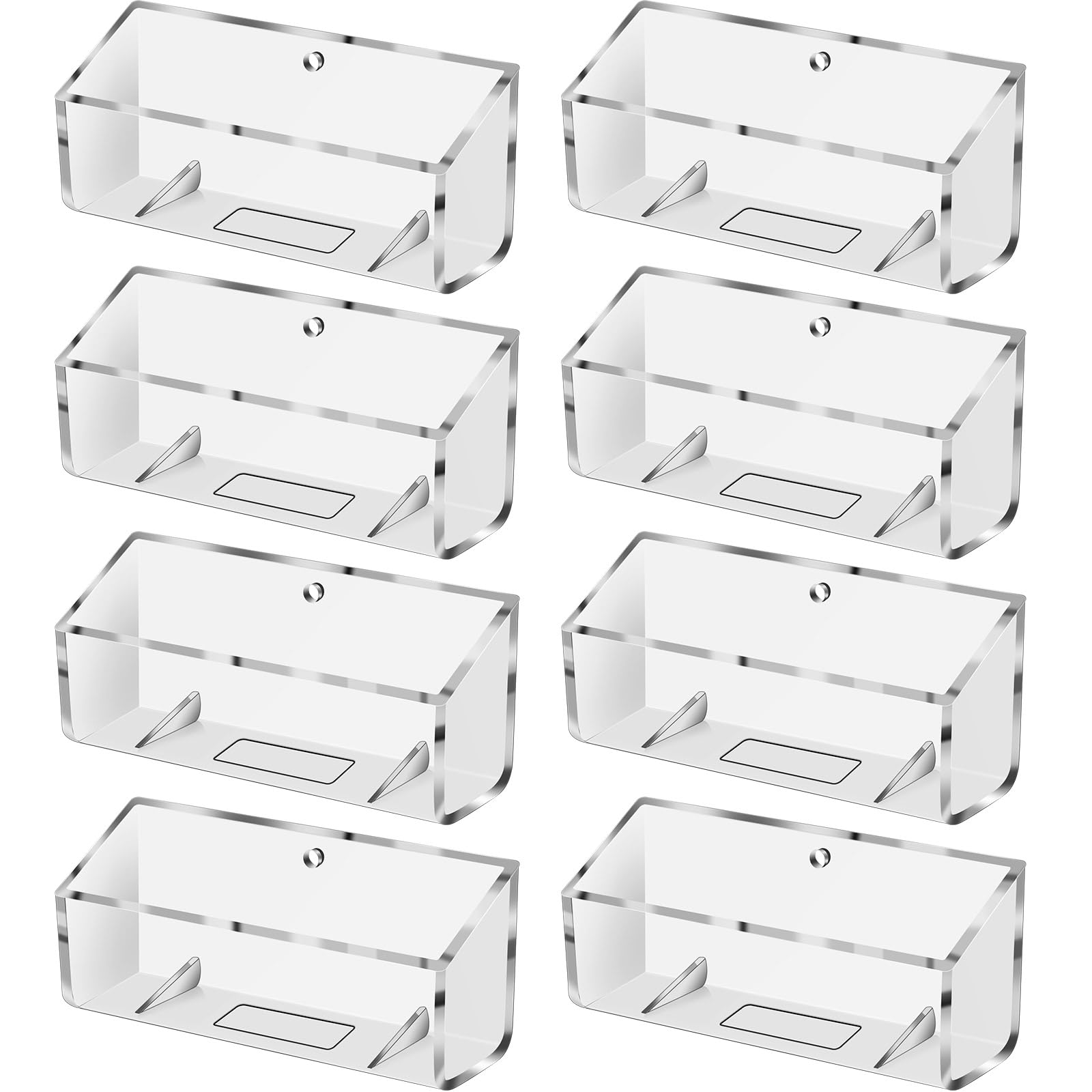 Eersida 8 Pcs Business Card Holder Wall Mount Clear Acrylic Display Stand for Office Desk Fits Standard Size Business Cards - Plastic Support Parts
