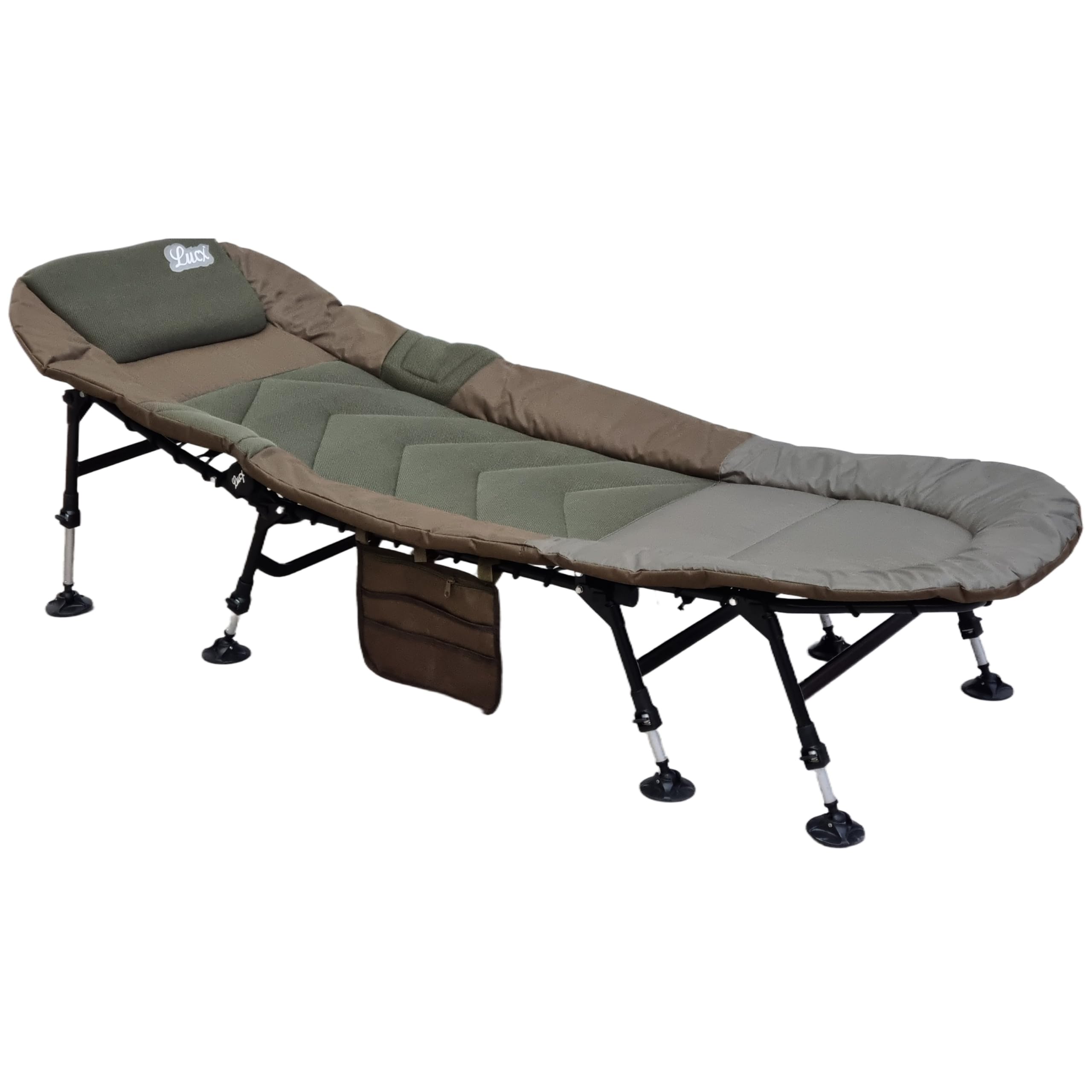 Lucx Patriot Komfort Bedchair Angelliege Karpfenliege 8 Beine Liege mit Matratze Gartenliege Maße (L/B/H): 195 x 80 x 40 cm