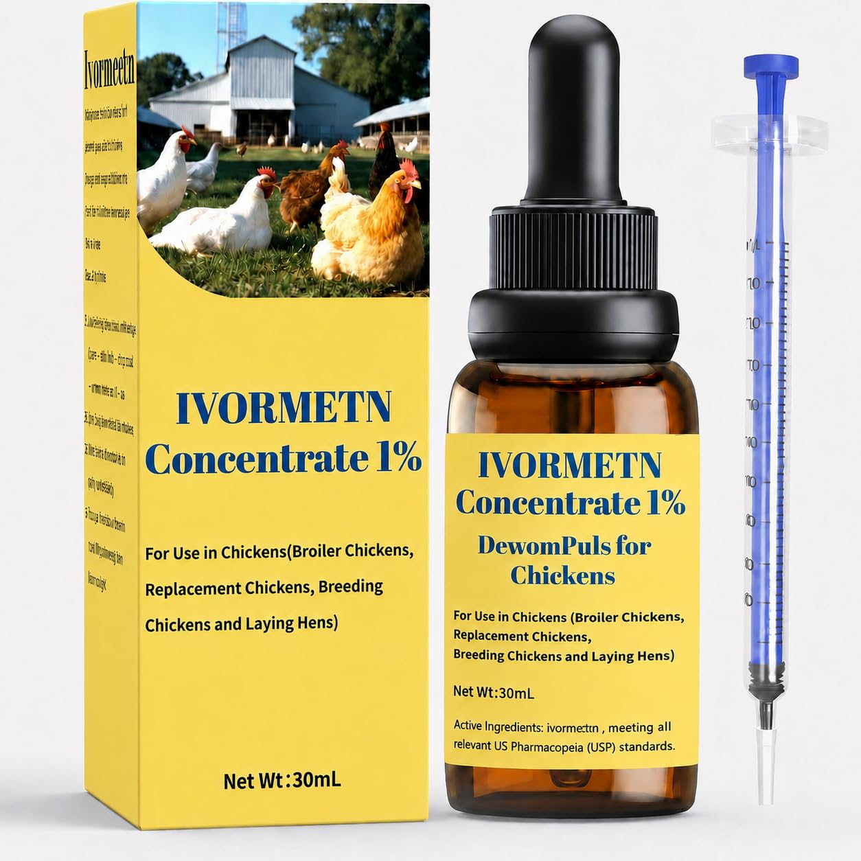 Fournitures de volaille pour poulet : soin complet 30ml adapté à toutes les tailles de gallinacés