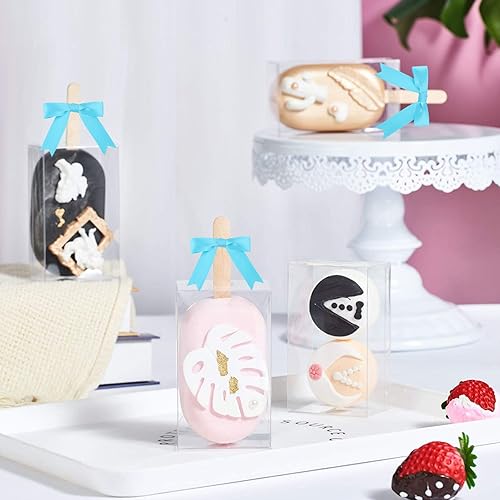 Miniatura 8 de 50 lazos de cinta de satén de 3 pulgadas, color azul turquesa, preatados, para bolsas de golosinas, cesta de envoltura de regalo, boda, baby shower,