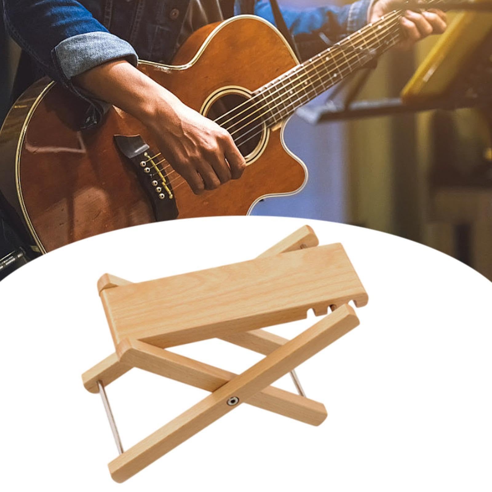 Poggiapiedi per Chitarra, Regolabile in Altezza in 3 Posizioni, Realizzato in Legno, Ideale per Chitarre Classiche.