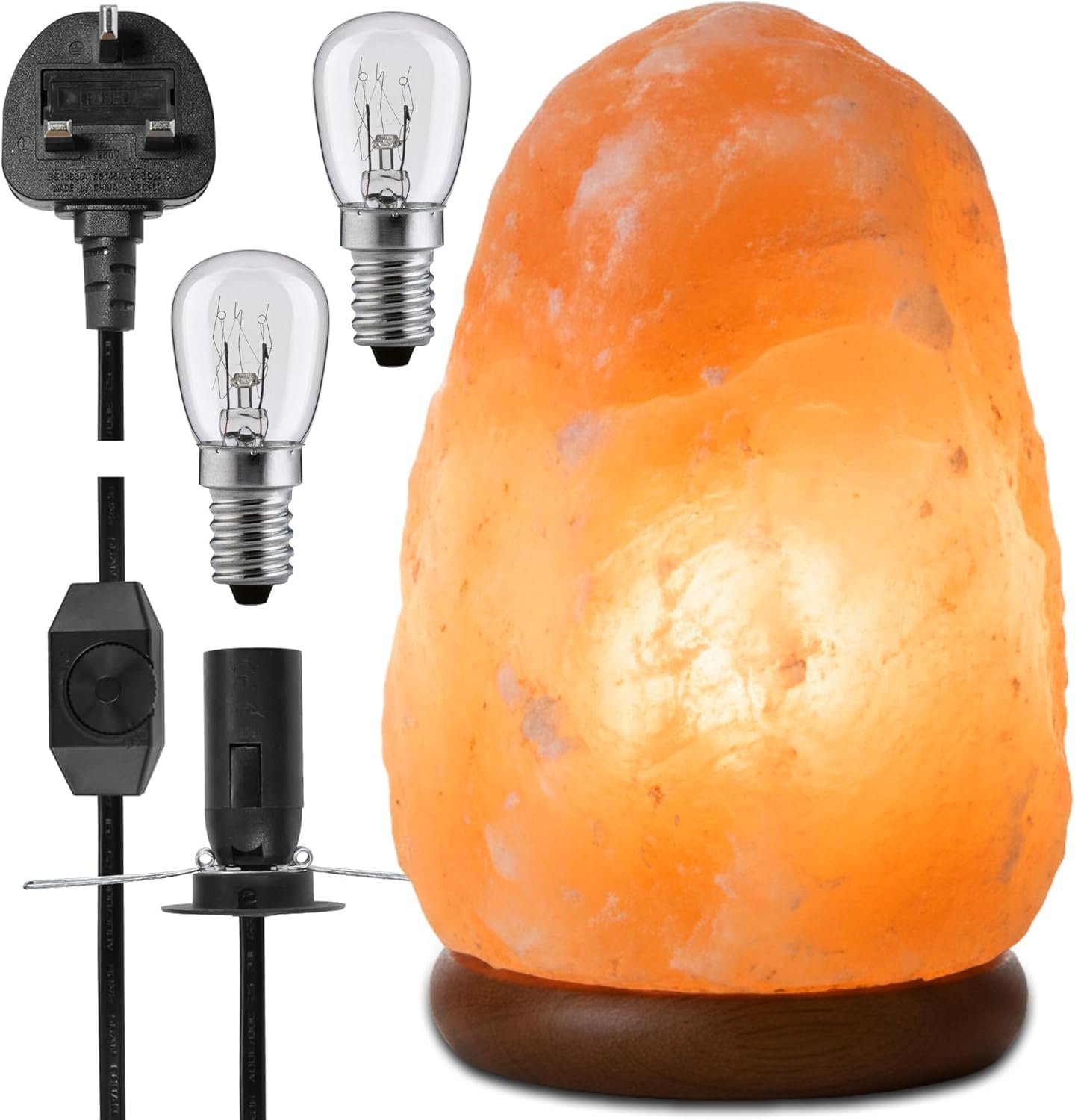 ONEX Himalayan Salt lamp Natural Pink Rock Salt Hand Crafted Wooden Base. (3-4 kg)
