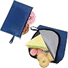 Moyad Reusable Sandwich Bag & Snack Bags for Adults, Dishwasher Safe Snacks Lunch Pouch Box Multi-function Zipper Bags, Makeup Bags, Lunchbox School (2 Pack, Food-grade Lining, Blue)