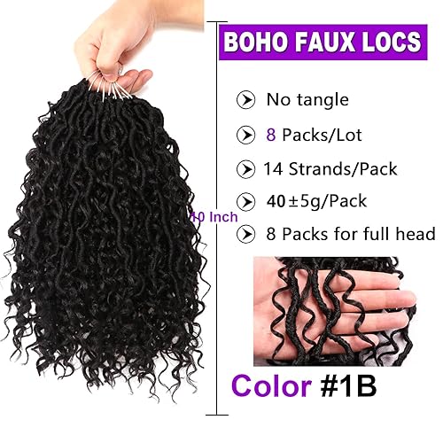 Miniatura 2 de 8 paquetes de cabello de ganchillo Goddess Locs de 10 pulgadas, pelo sintético de ganchillo para mujeres negras, rastas suaves preenrolladas con