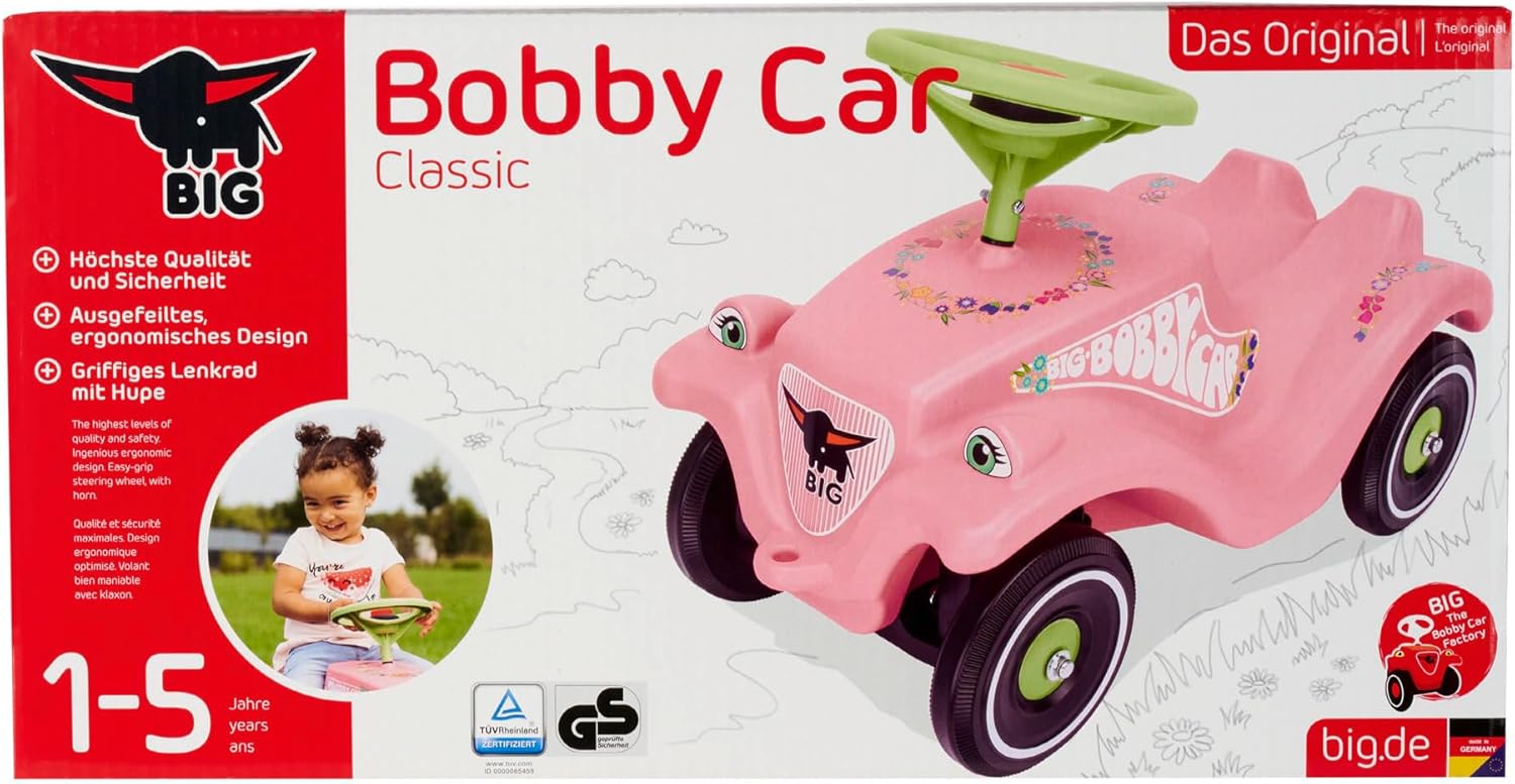 BIG Spielwarenfabrik 800056110 Bobby-Car-Classic Flower Children's Vehicle, Pink