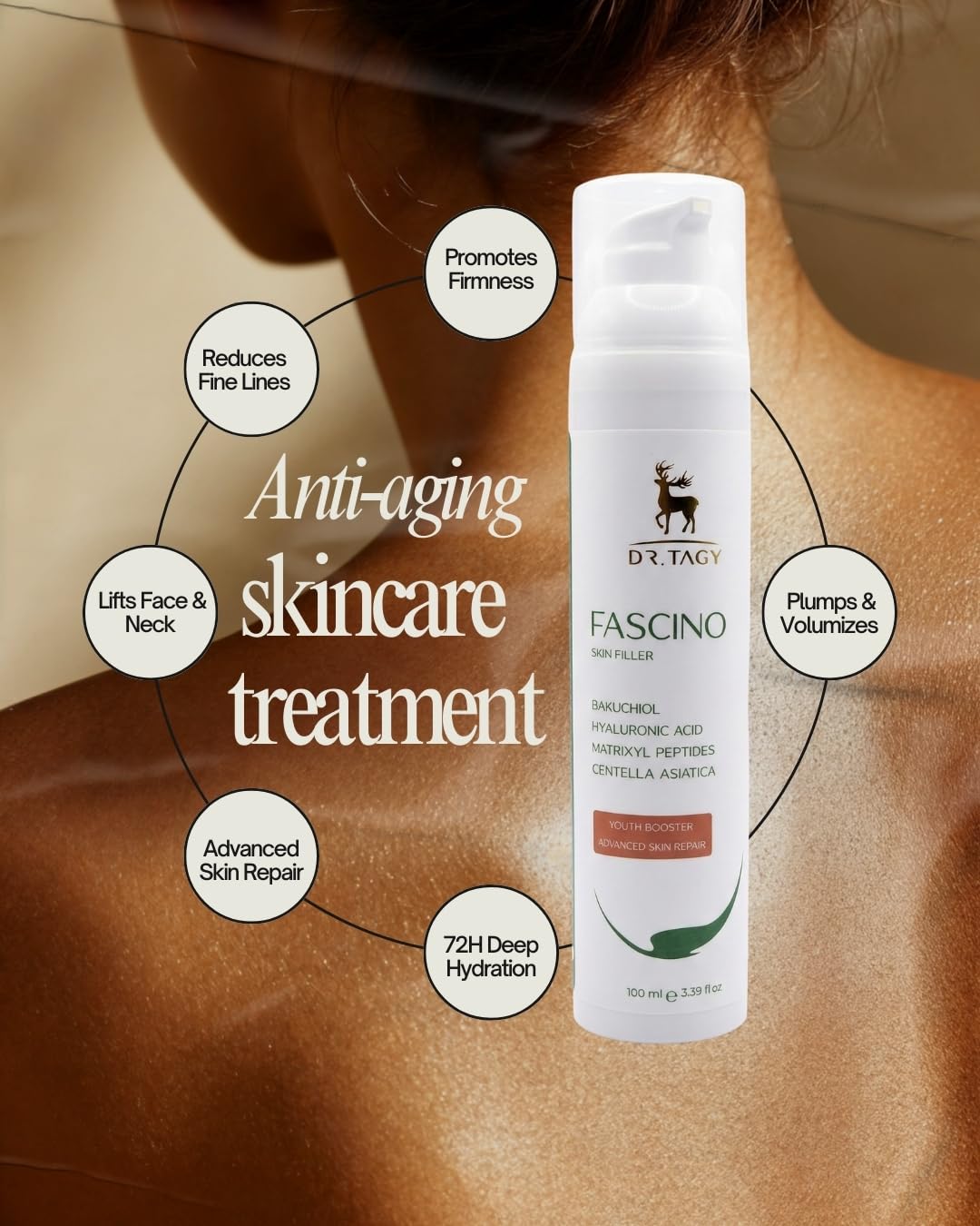 Natural Peptide Filler Face Cream – Extra Size 100ml | Firming & Plumping Moisturizer for Fine Lines | DR.TAGY Fascino