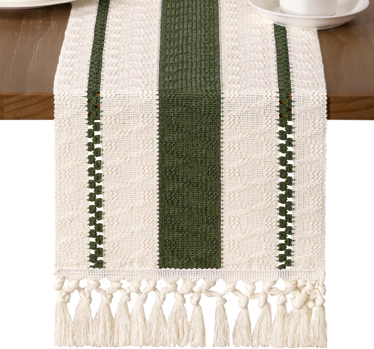 MLMW Boho Jute Table Runner Farmhouse Burlap Small Table Runner Dresser Runner | Woven Macrame Rustic Short Table Runner 72 inches,Dresser Runners for Bedroom,Living Room Dining Coffee Table Decor