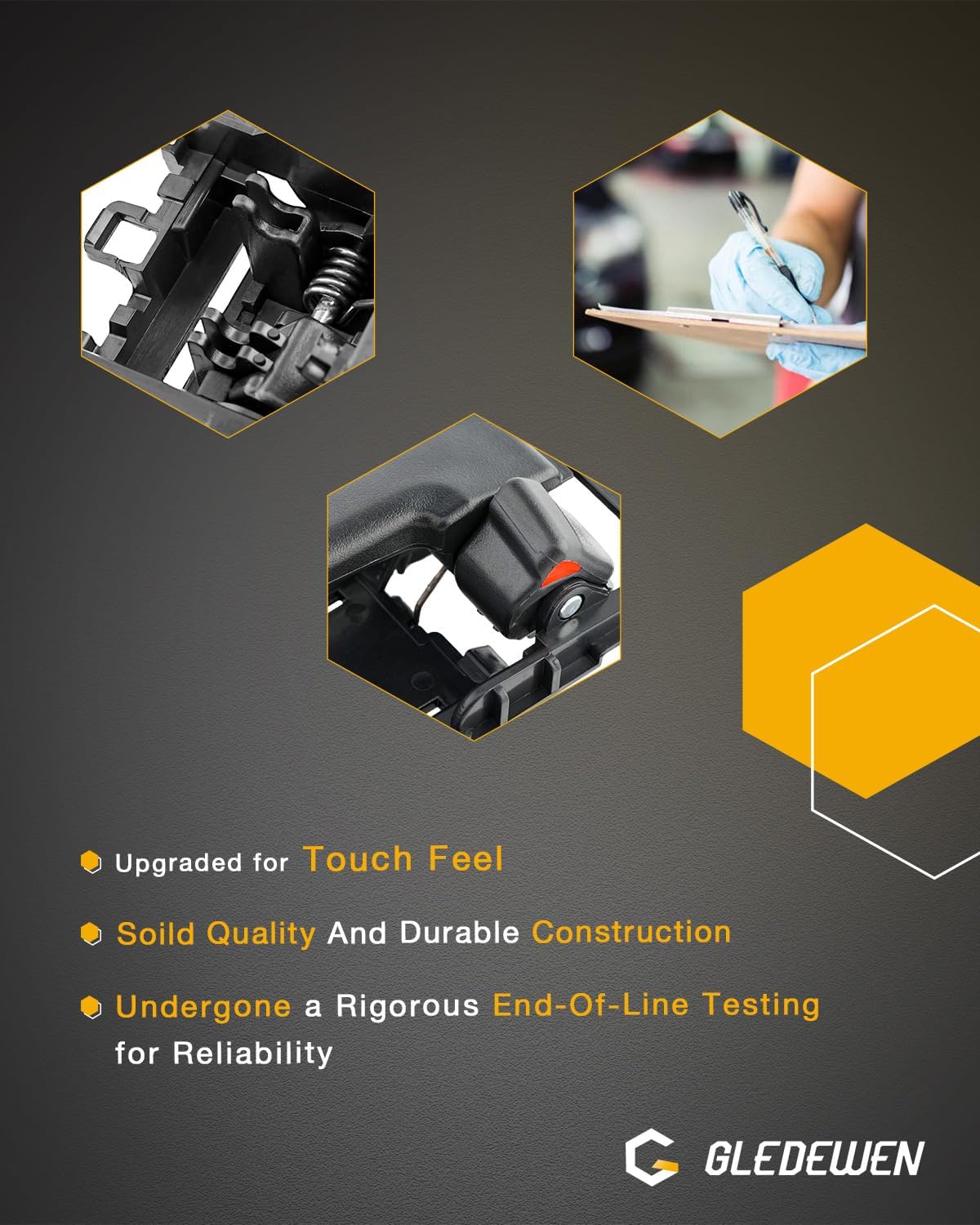 Gledewen Interior Door Handle Set (4PCS), Compatible with 2007-2012 Hyundai Veracruz | Textured Black Front or Rear Left Driver & Right Passenger | Replace# 82610-3J000WS, 82620-3J000WS Inner Handle