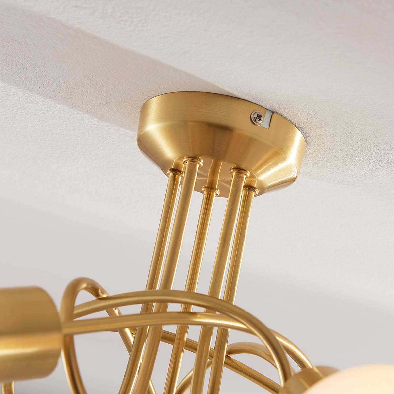 Lindby Lámpara de techo Elaina (Moderno) en Dorado hecho Vidrio e.o. para Salón & Comedor (5 llamas, E14) lámpara