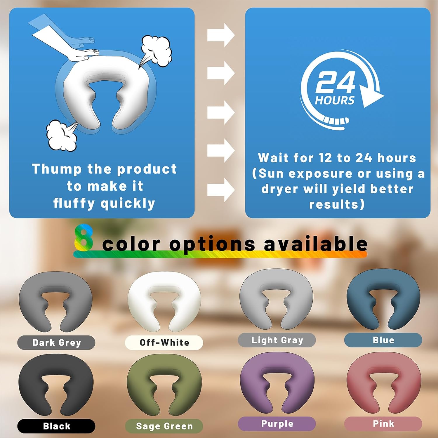 Ergonomic U-Shape Gaming & Lap Pillow - Crochet Pillow & Reading Support Pillow with Arm Relief, Comfort for Gamers, Crafters & Book Lovers (Black)