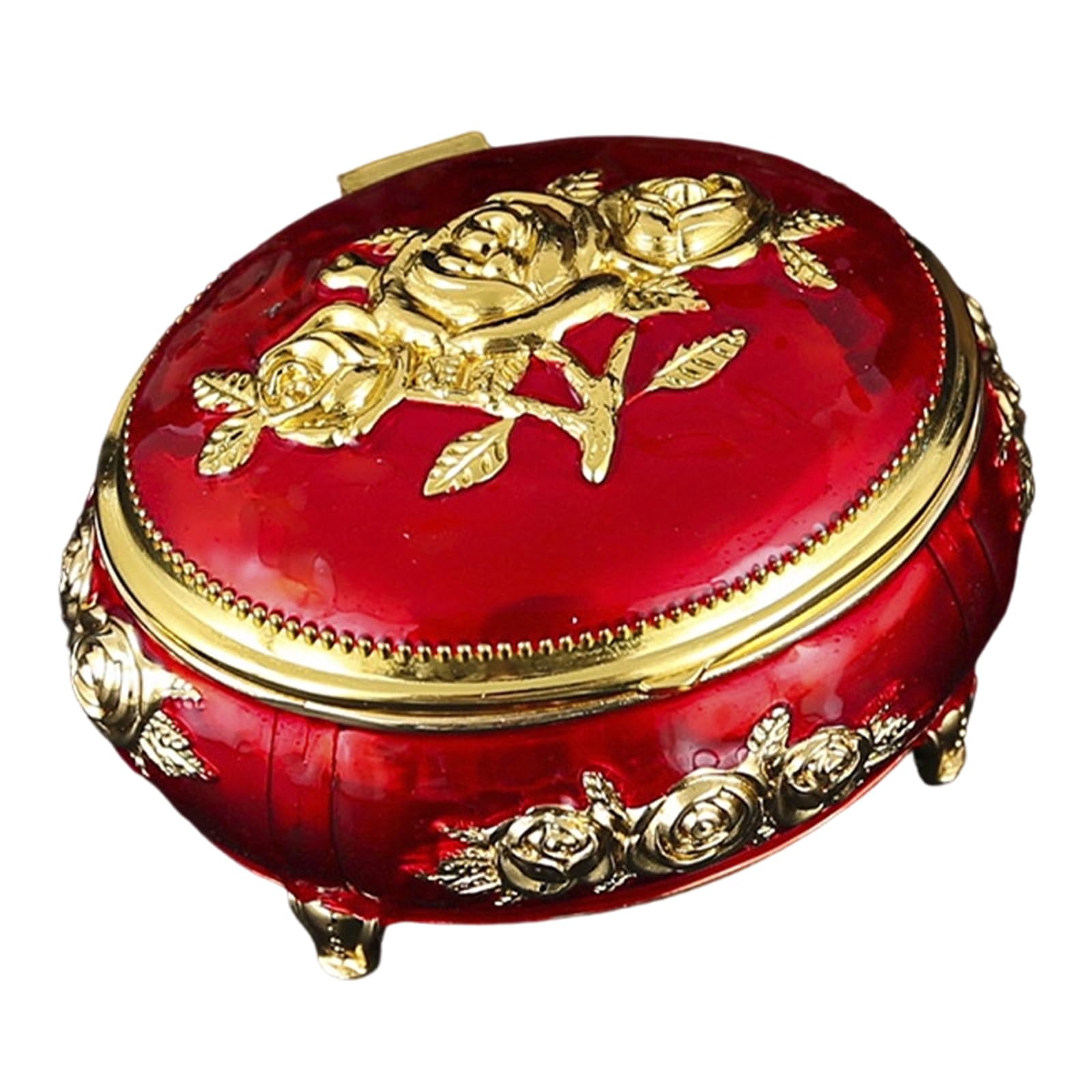 MIDOKSTUA Sturdy Alloy Jewelry Storage Box Featuring Enameled Floral Pattern Old Jewelry Storage