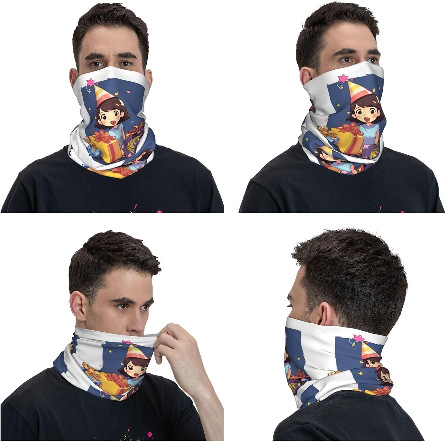 Cooling Neck Gaiter Cartoon giraffe rainbow clouds Face Mask Sun Protection Bandana Face Cover Outdoor Windproof Neck Scarf