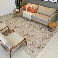 Tapete Retangular para Sala, 200x300cm, Felpa Baixa, Antiderrapante, Decorativo (Bege e Marrom Mesclado)