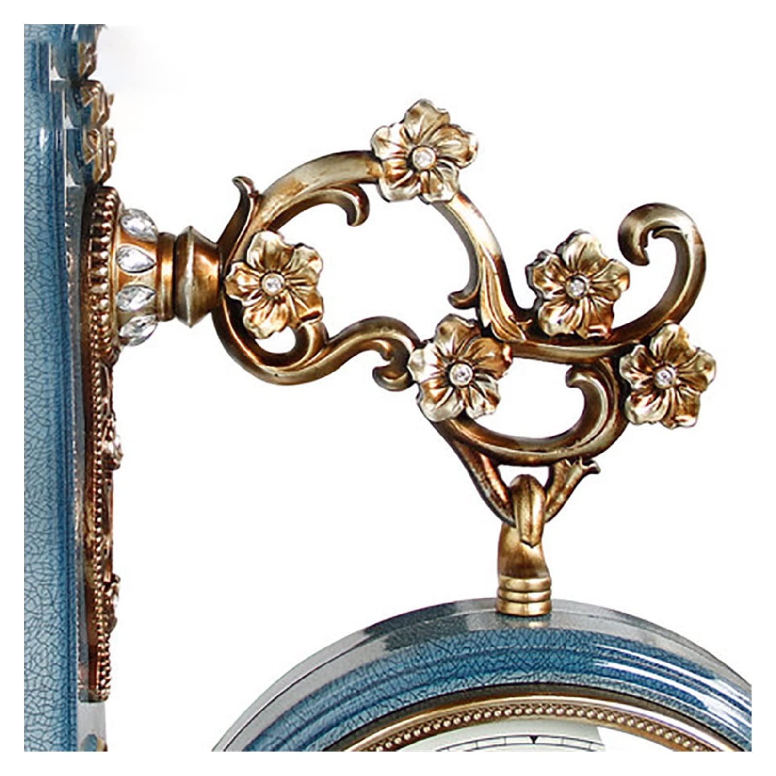 Reloj de Pared de Doble Cara Mesa Colgante para Sala de Estar Europea Relojes Colgantes Antiguos Cocina silenciosa Sala de Estar Fácil de Colgar (BLU 10INCH)