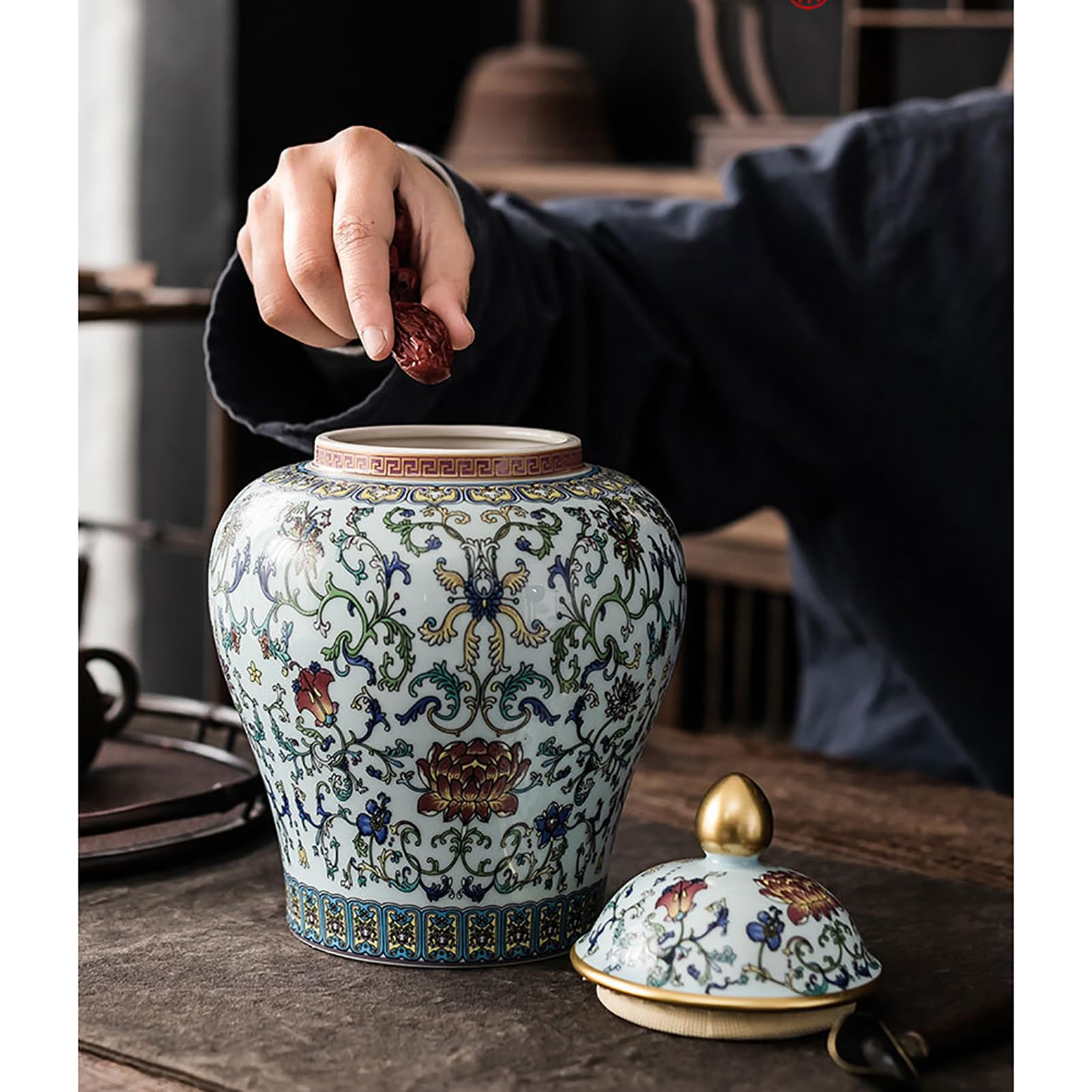 YLME Caja para bolsitas de té tarros de cerámica para la cocina organización despensa recipientes herméticos para harina azúcar arroz café en grano té y aperitivos,Amarillo