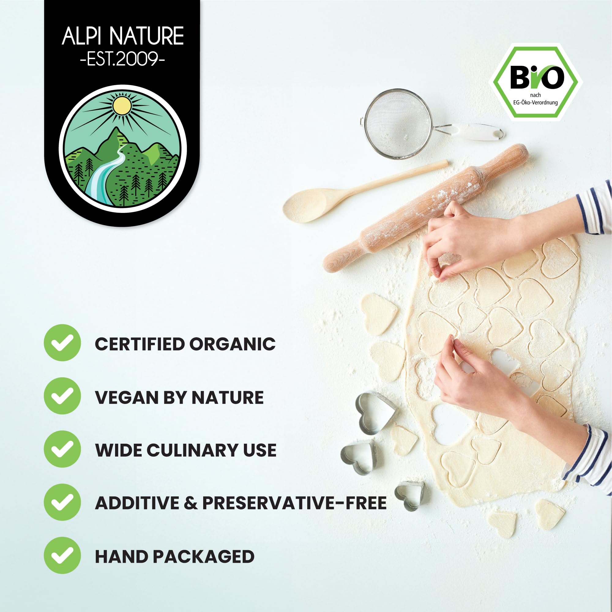 Alpi Nature Azúcar de Coco Orgánico sin Refinar 1kg, Azúcar de Flor de Nectar de Coco