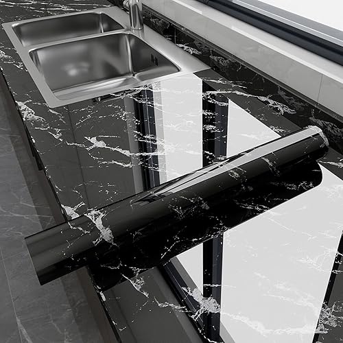 Glossy Marble Contact Paper for Countertops Peel and Stick Wallpaper