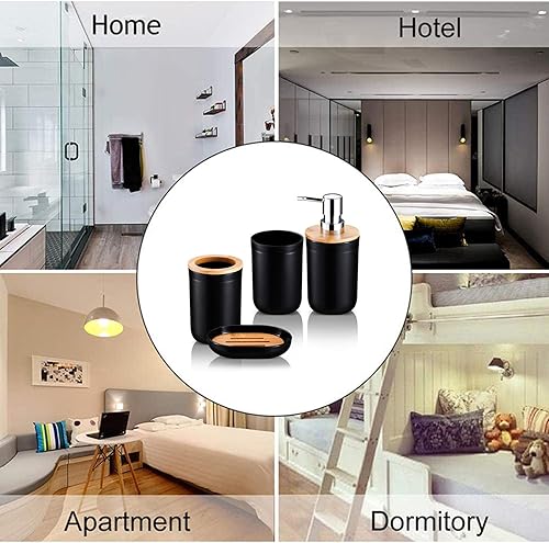 Miniatura 6 de Juego de accesorios de baño, juego de accesorios de baño de 4 piezas, dispensador de jabón de baño y soporte para cepillos de dientes, juego de
