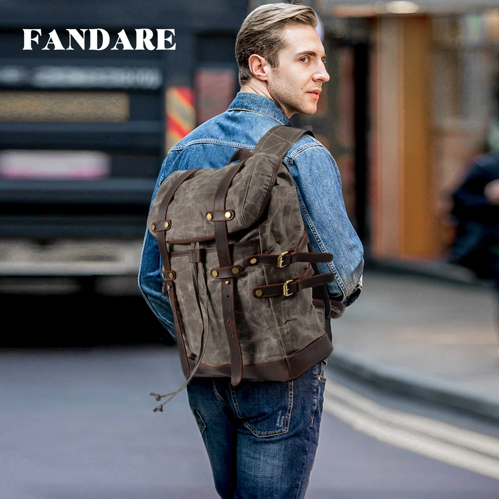 FANDARE Tela Zaino da Escursionismo Retrò Zaino Borsone da Viaggio Zaini Zainetto con coulisse Trekking Borsa a tracolla Cartella Borsone Campeggio Viaggio per Uomo Donna Zaini da hiking Backpack