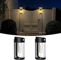 Vista 1 de btfarm Luces solares para valla al aire libre, sensor de movimiento, luces para exteriores, impermeables, retro de vidrio de metal, iluminación LED