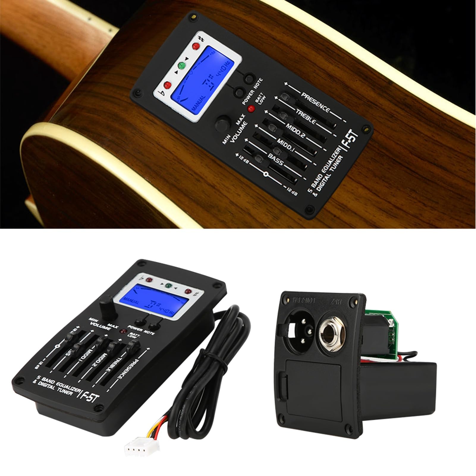 5 - Band -Equalizer für Gitarrenvorverstärker Equalizer, digitaler Tuner -Pickup F - 5T für elektrische akustische klassische Gitarren mit Volumensteuerung