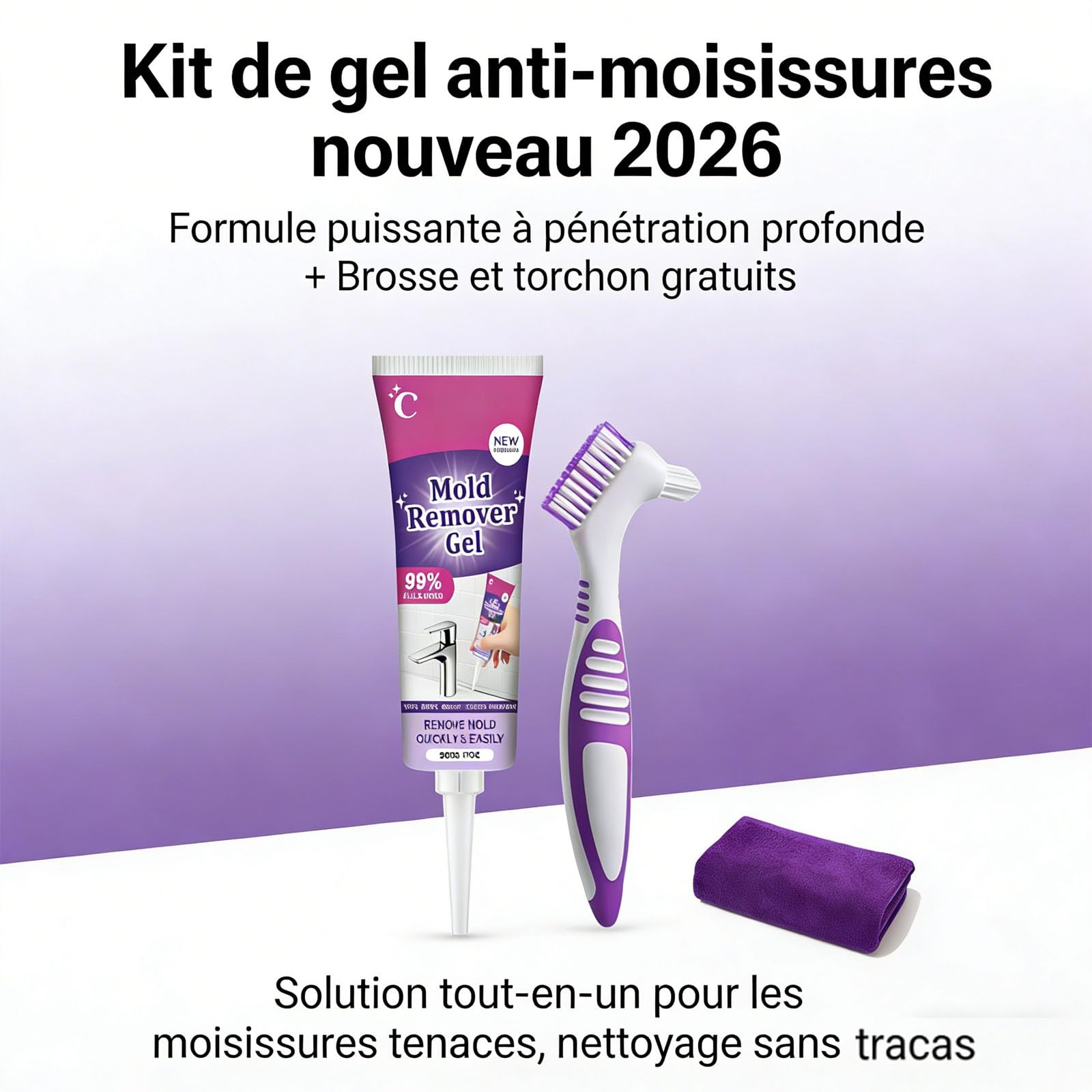 anti-moisissures, nettoyant puissant, magique Extreme Gel, très efficace dans la pénétration, gel de nettoyage des moisissures, nettoie rapidement les espaces de carrelage de salle de bain (3PCS)