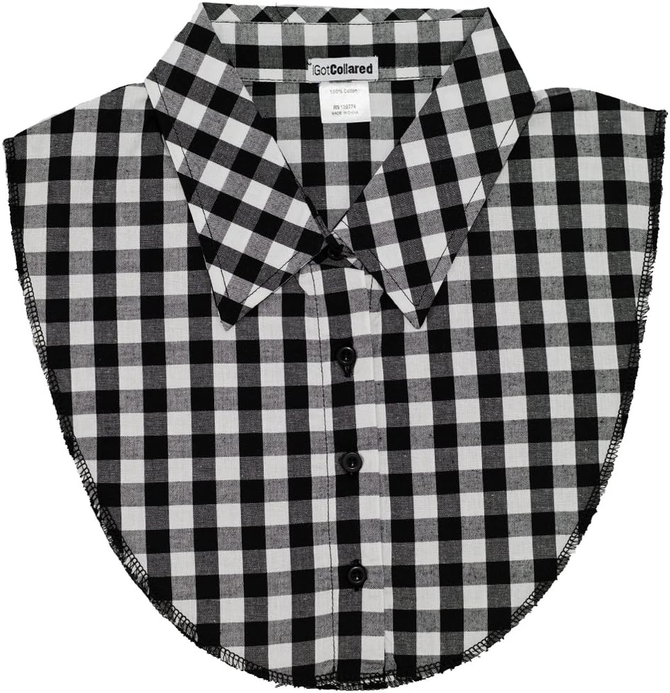 Women's Dickey Collar, Stylish, Comfortable, Detachable Fake Blouse (Gingham Plaid, 1 Pack)