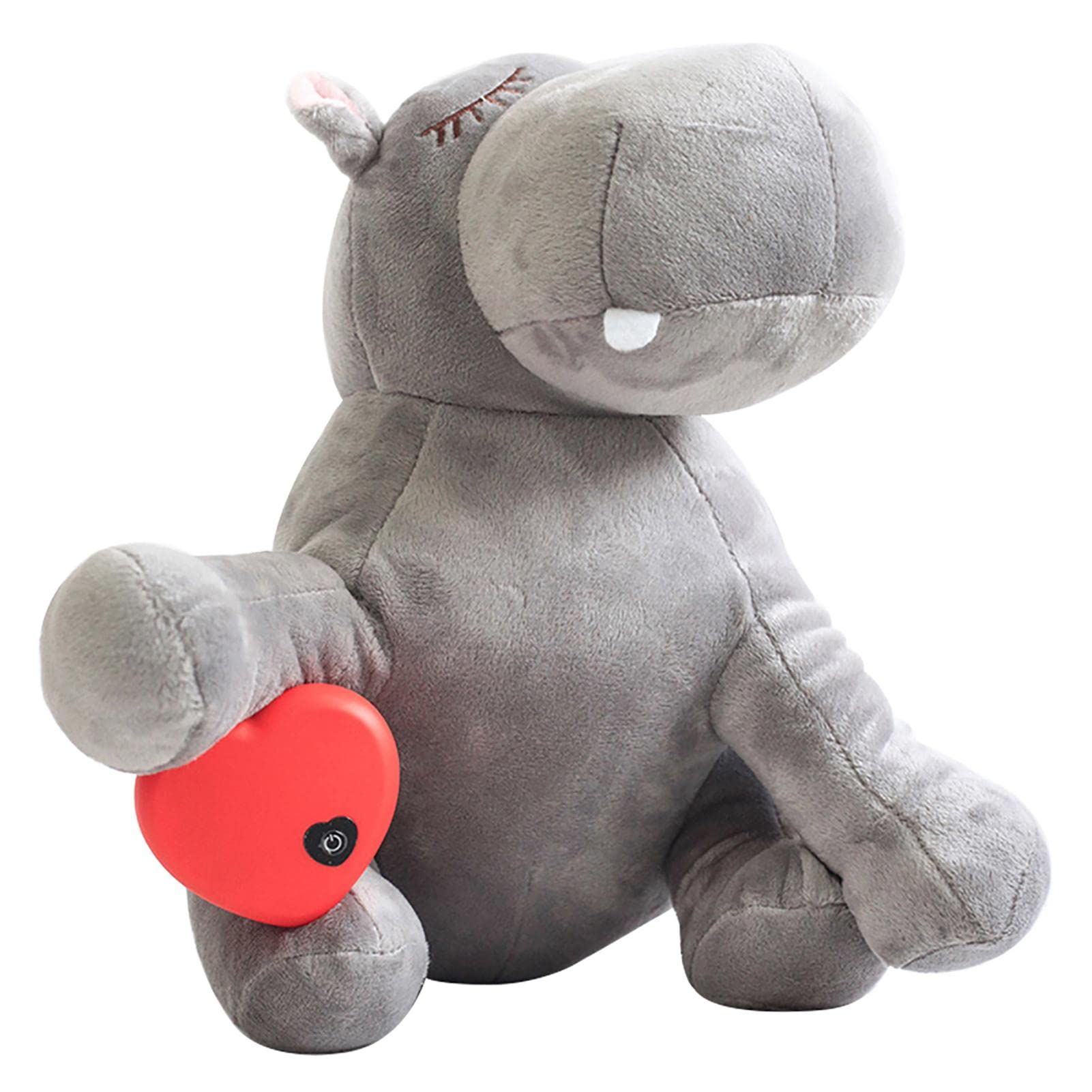 VODSEN Puppy Beharal Aid Toy Washable Anxiety Reduce Soft Plush Training Accompanying Living om Stress Relief With Heartbeat Dogs Cats Home Bedroom Multifunction(Hippopotamus)