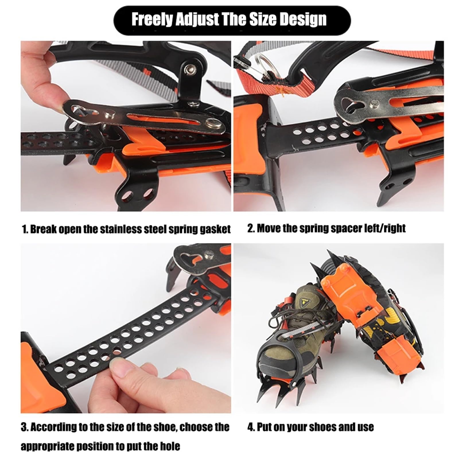 Steigeisen 12Teeth Ice Snow Grips for Boots Anti-Slip Covers for Shoes Outdoor Crampons Professional Stainless Steel Shoe Spikes für Wanderschuhe
