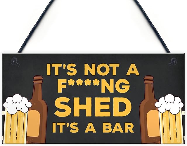 Funny Home Bar Sign RUDE Witty Cheeky Joke Man Cave Pub Garage Sign Alcohol Gift