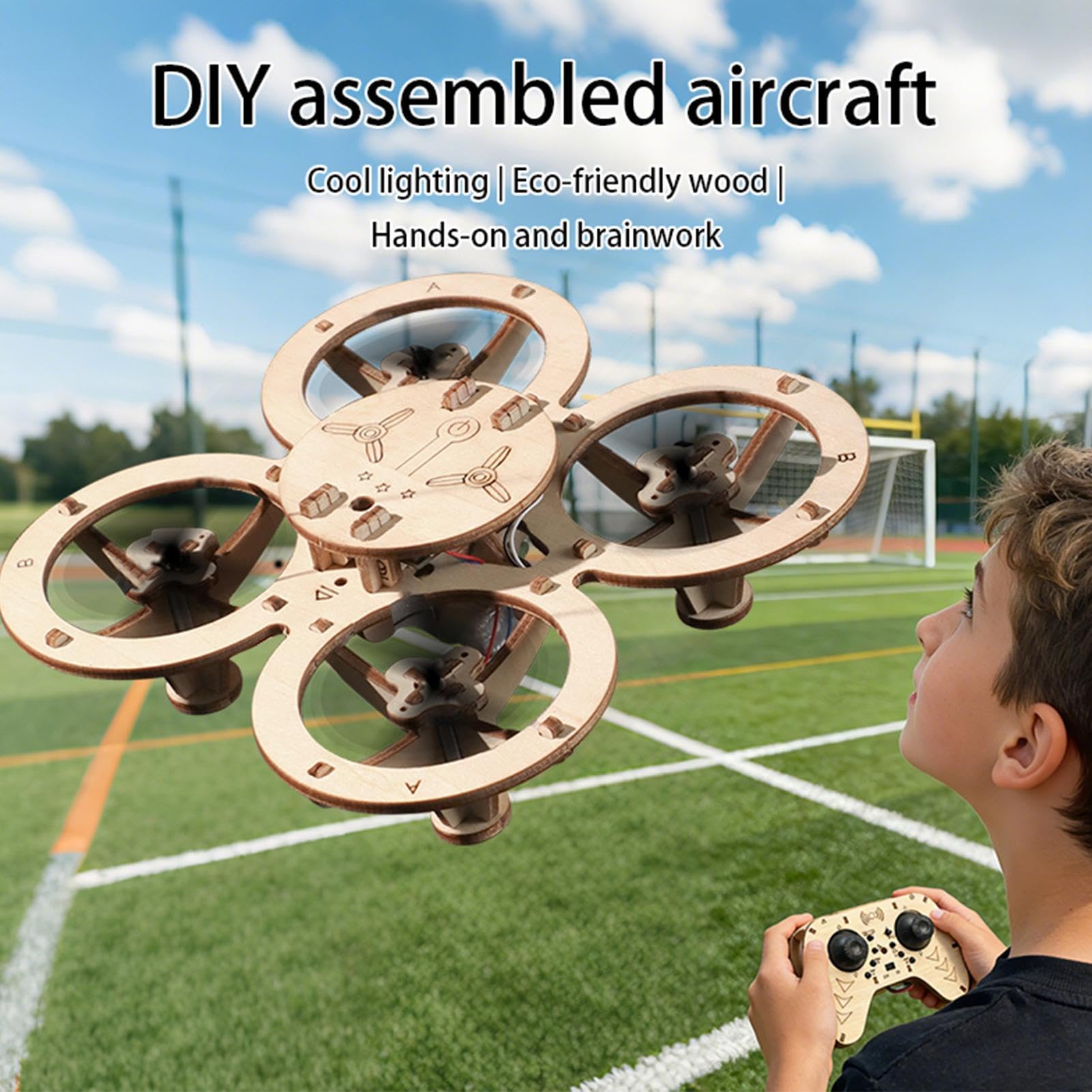 Kit Di Montaggio Drone In Legno Giocattolo Volante Telecomandato Educativo | Kit Di Montaggio Per Drone In Legno Per Bambini Compleanno Hobby Attività Casa Interno Festa Vacanza Casa