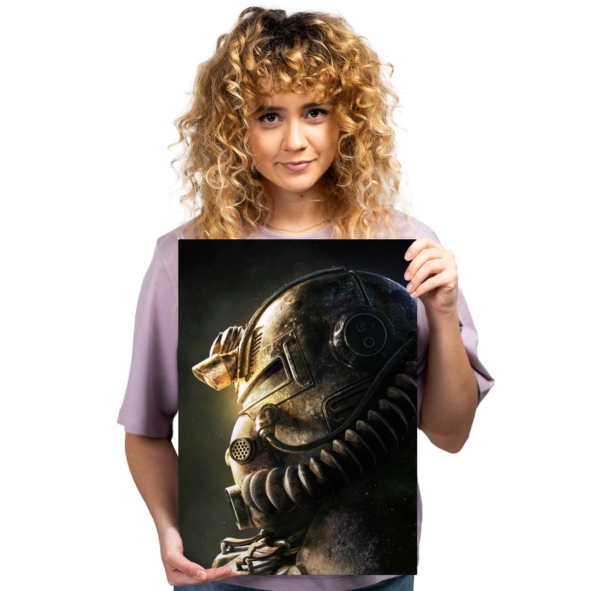 Displate - Poster In Metallo - Montato a Magnete - Fallout - T51 Helmet