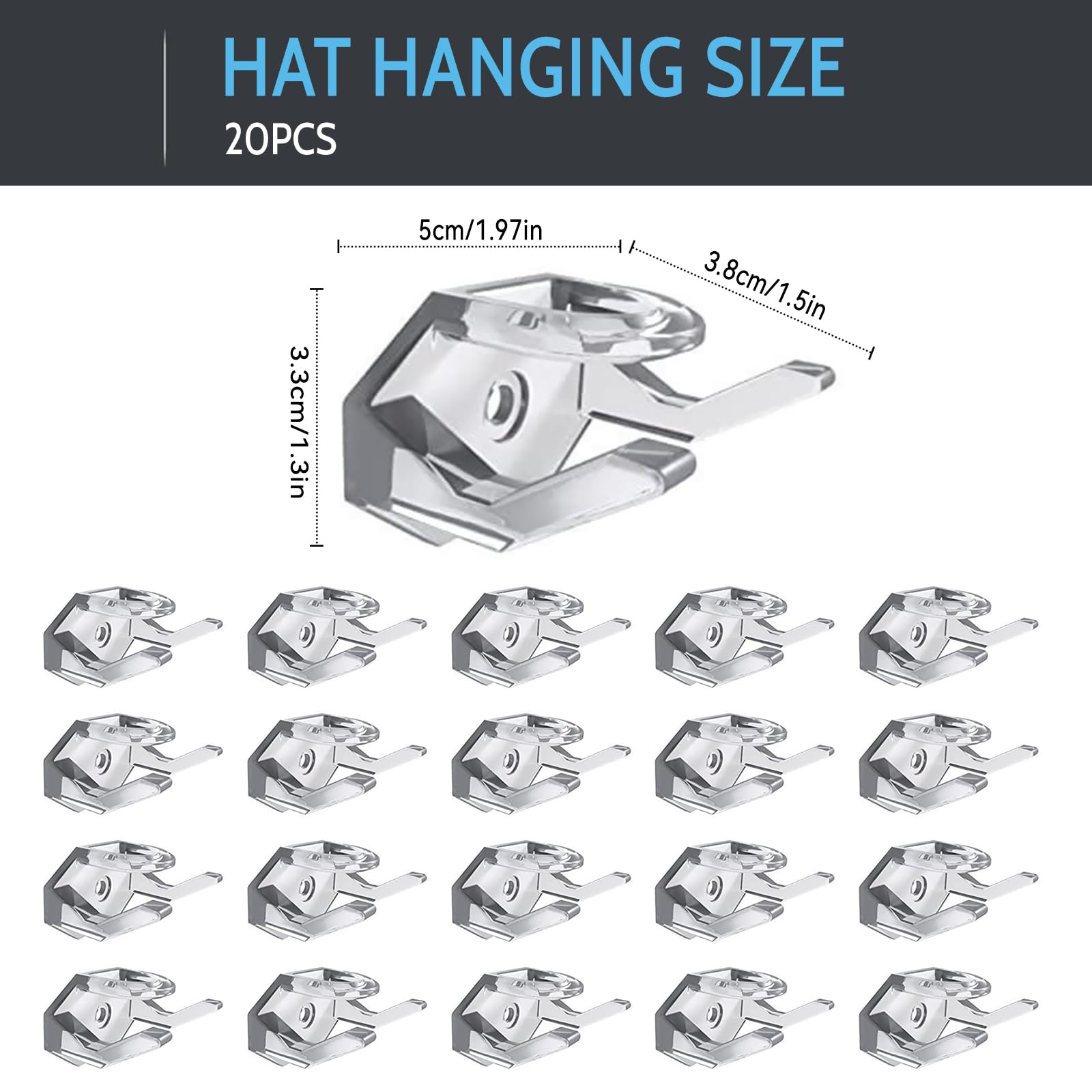 Soporte de Pared para Sombrero 20 PCS Autoadhesivos Porta Gorras Ganchos Organizador Sombrero Montado en Pared Cuelga Gorras de Béisbol para Gorras, Llaveros, Bufandas para Auriculares