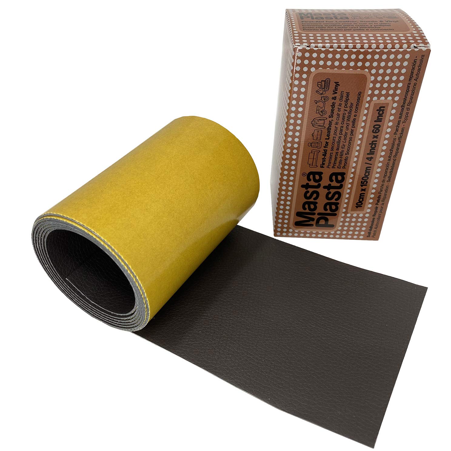 MastaPlasta Instant Leather Repair Tape BLACK 60in x 4 in / 150cm x 10cm. Self-Adhesive Repair for Sofas, Chairs, Car Seats, Bags and More. Fast, Easy Upholstery Repair on a Roll