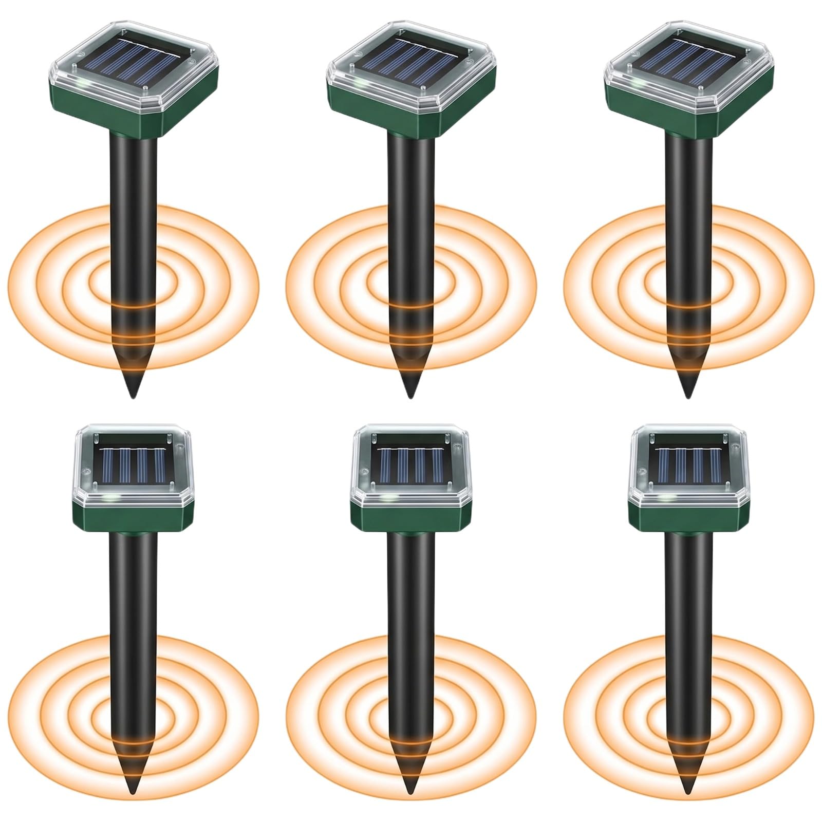 Solar Powered Ultrasonic Snake Repeller, Electronic Pest Repeller for Snake & Mosquito, Rat Deterrent Outdoor，Waterproof Outdoor Deterrent for Garden Yard Farm (6pcs)