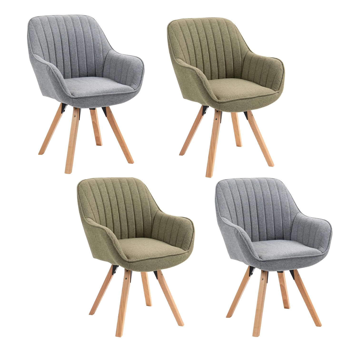 MEUBLE Cosy Esszimmerstühle Drehbar 4er Set Küchenstuhl Polsterstuhl Drehstuhl mit Armlehne Sessel Schminkstuhl aus Stoff Massivholzbeine für Esszimmer Wohnzimmer Arbeitszimmer, Bunt Küche, Haushalt & Wohnen
