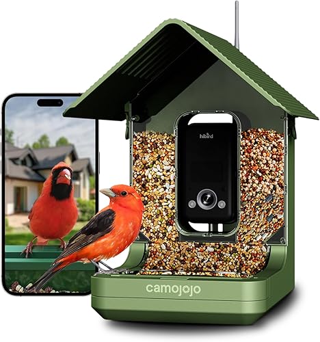 Hibird - Comedero inteligente para pájaros 4K HD con cámara, 2.4G5G WiFi dual inalámbrico al aire libre, captura de video de aves de mayor