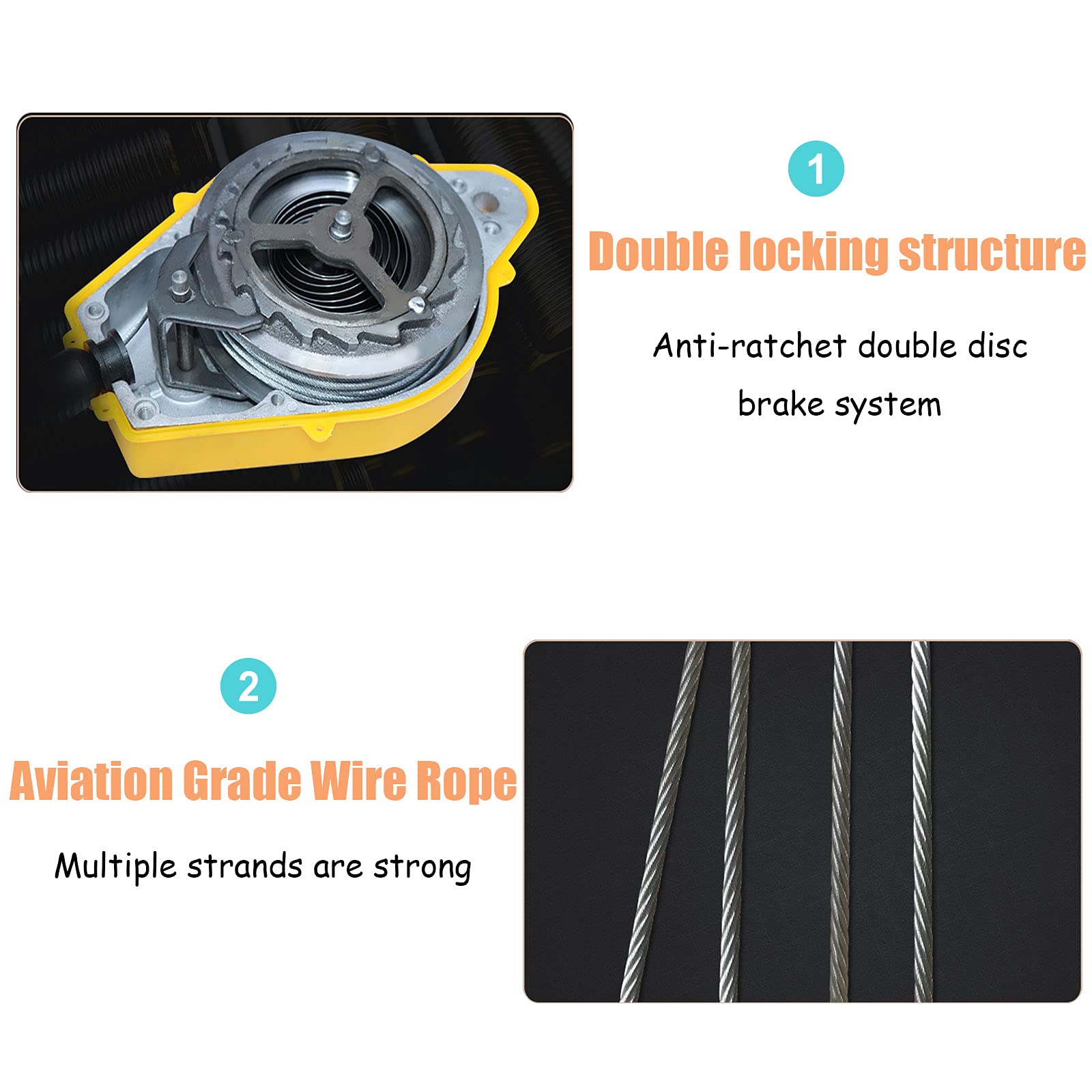 Dispositivo Anticaídas Retráctil de Cable, Arnes de Seguridad Anticaídas Retráctil con Cuerda de Alambre y Gancho para Andamio Construcción a Gran Altitud, 3-20m, Carga: 150kg