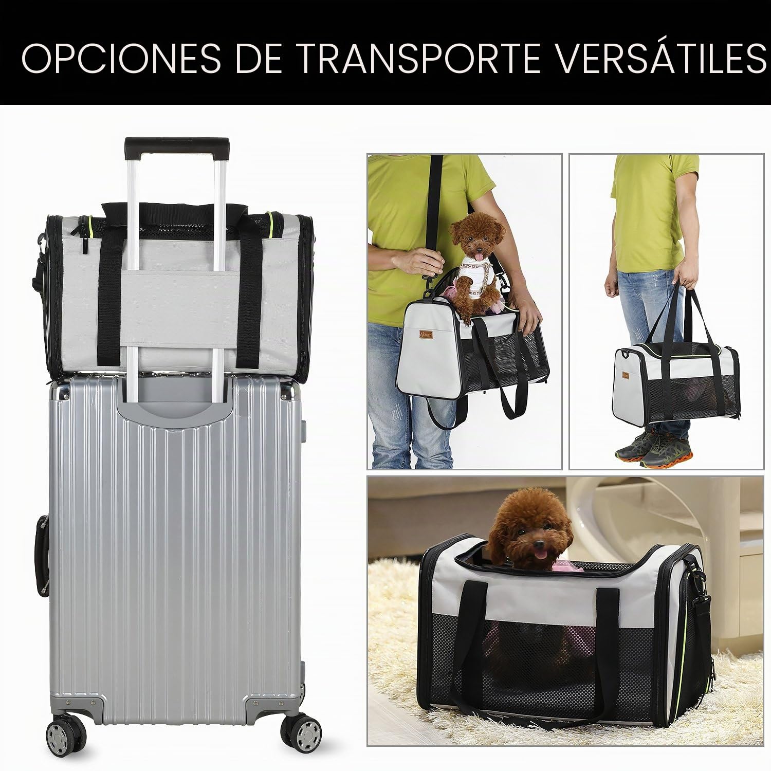 Akinerri Airline Aprobado para Transportar Mascotas, Suave Cara Plegable para Mascotas de Viaje para Cachorros y Gatos medianos