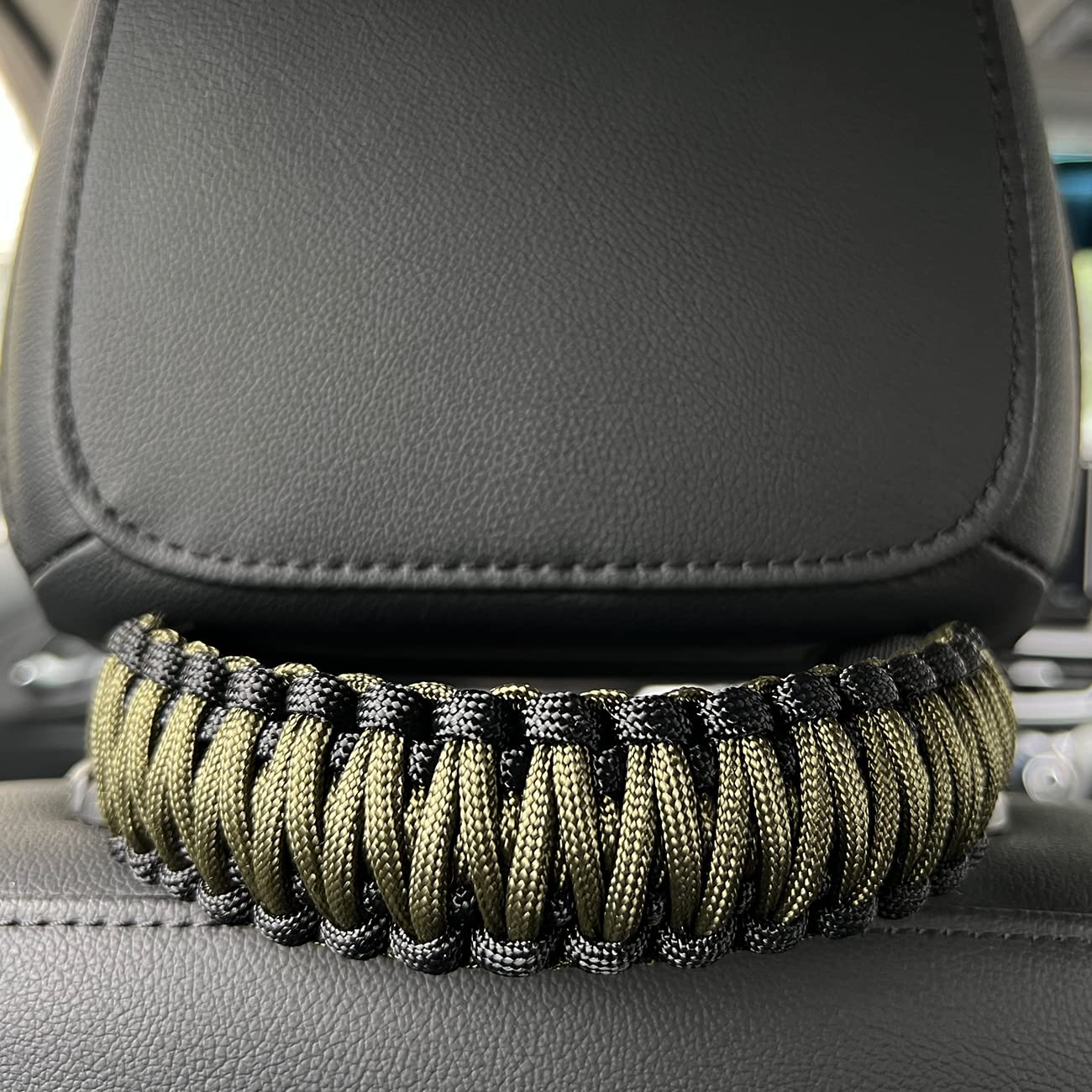 Headrest Grab Handles fit for Jeep Wrangler TJ JK JL Land Cruiser FJ Suzuk,Grab Handle for Jeep Wrangler,Hand Made Seat Mount Grab Handl,Heavy Duty,2pcs Black/Olive